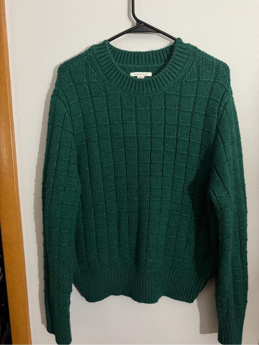 American Eagle Outfitters Forest Green Textured Crewneck Sweater